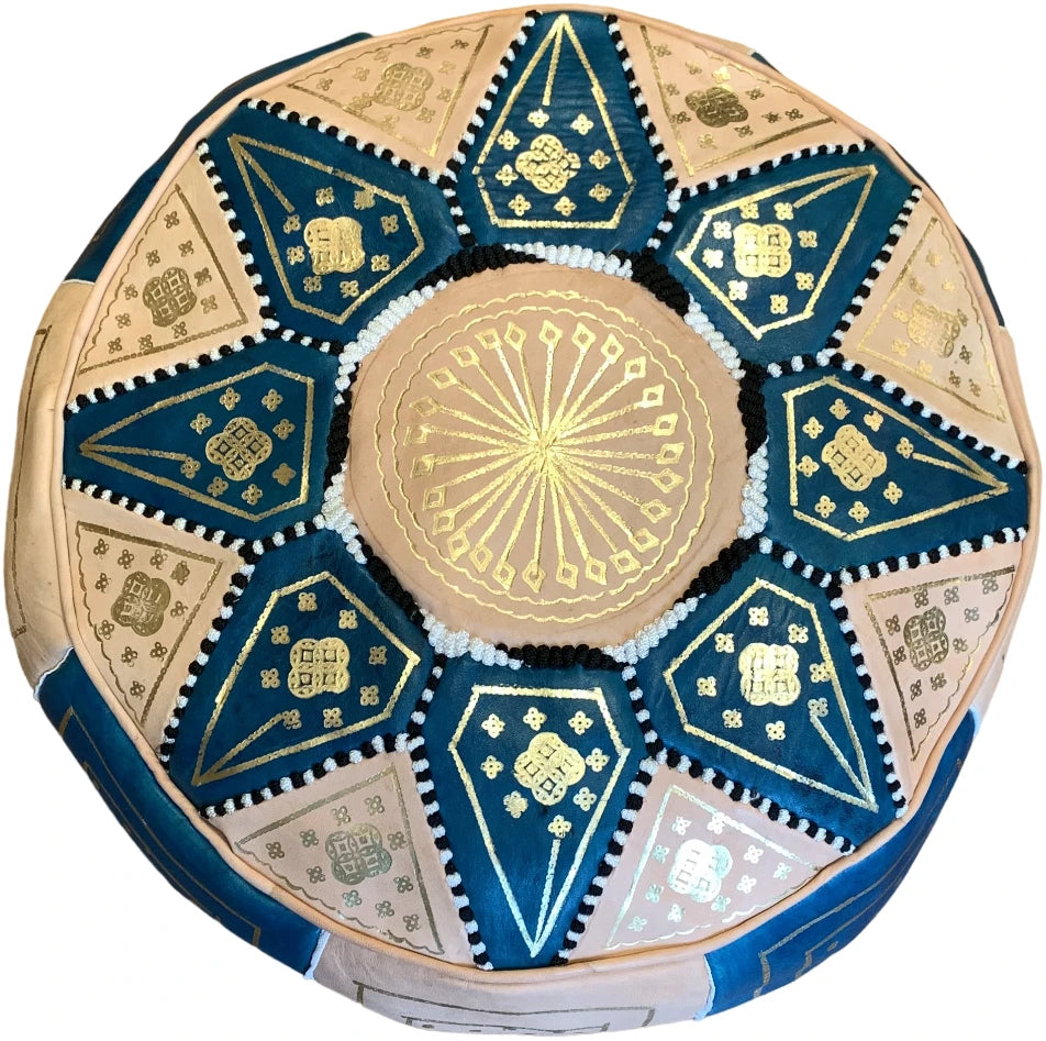 Nahkarahi marokkolainen turkoosi-beige-kulta